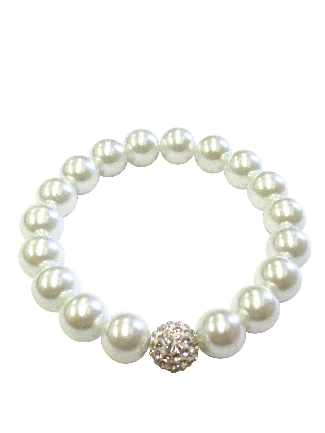 Simply Rhona Sterling Silver Pearl and Crystal Ball Bracelet Simply Rhona Sterling Silver Pearl and Crystal Ball Bracelet