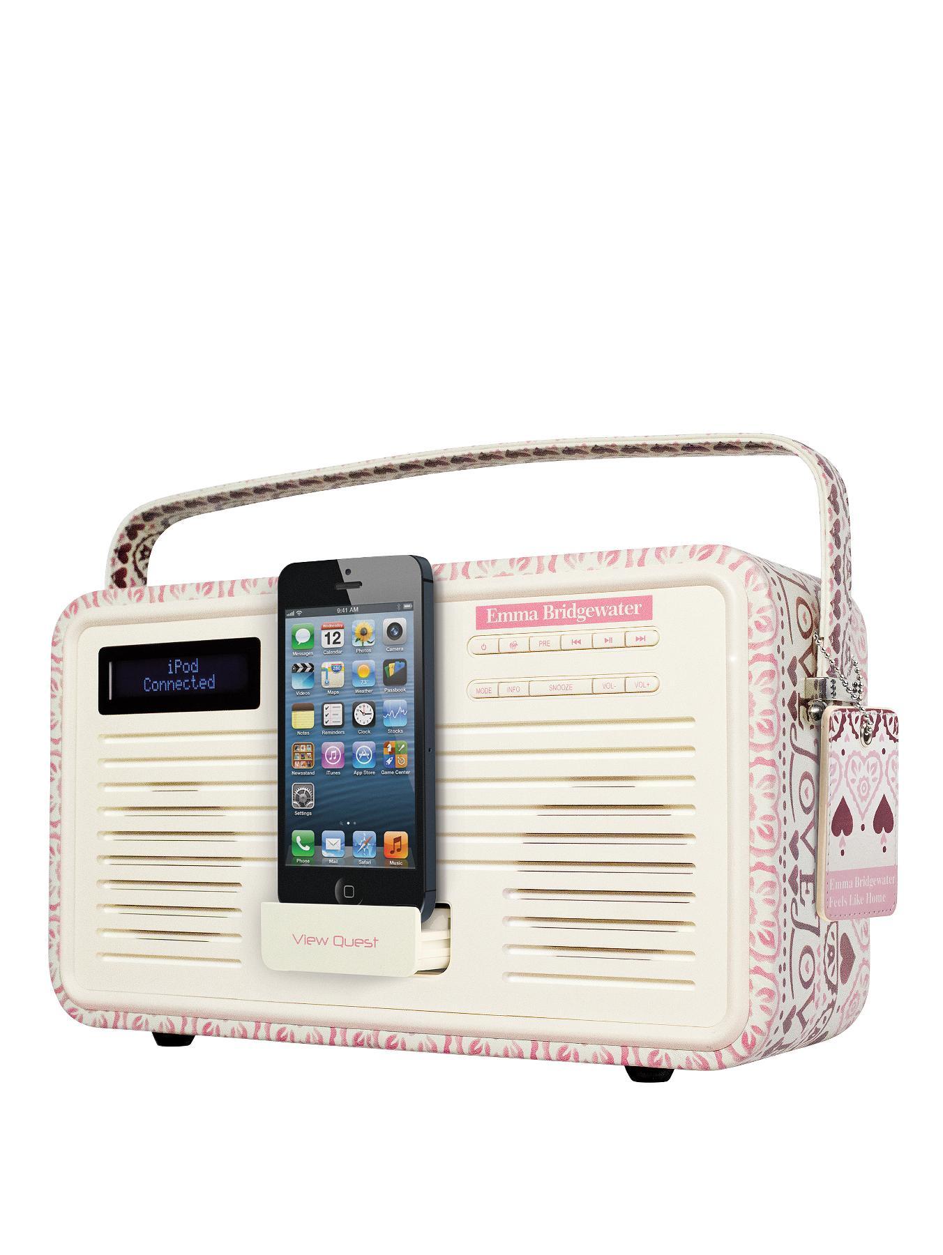 View Quest Emma Bridgewater Retro DAB Radio with 8-Pin Lightning Dock- Pink View Quest Emma Bridgewater Retro DAB Radio with 8-Pin Lightning Dock- Pink