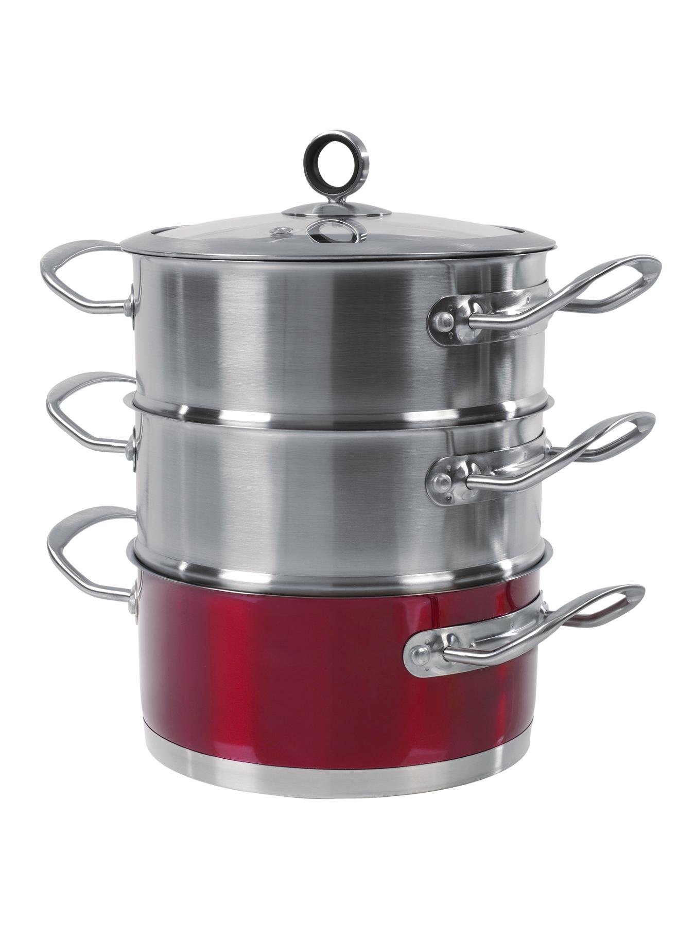 Morphy Richards 18 cm 3-Tier Steamer - Red Morphy Richards 18 cm 3-Tier Steamer - Red