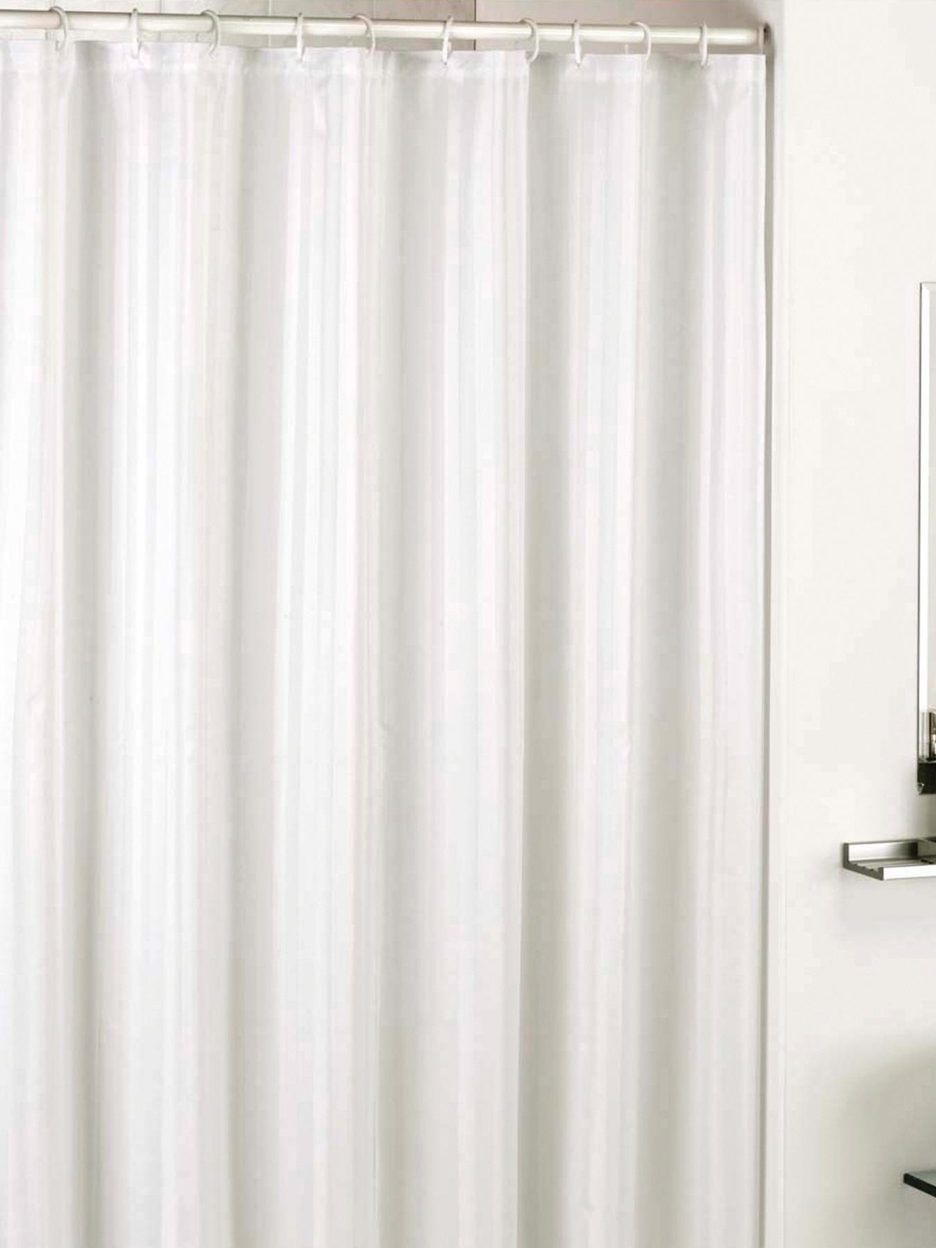 Catherine Lansfield Satin Stripe Shower Curtain - White Catherine Lansfield Satin Stripe Shower Curtain - White