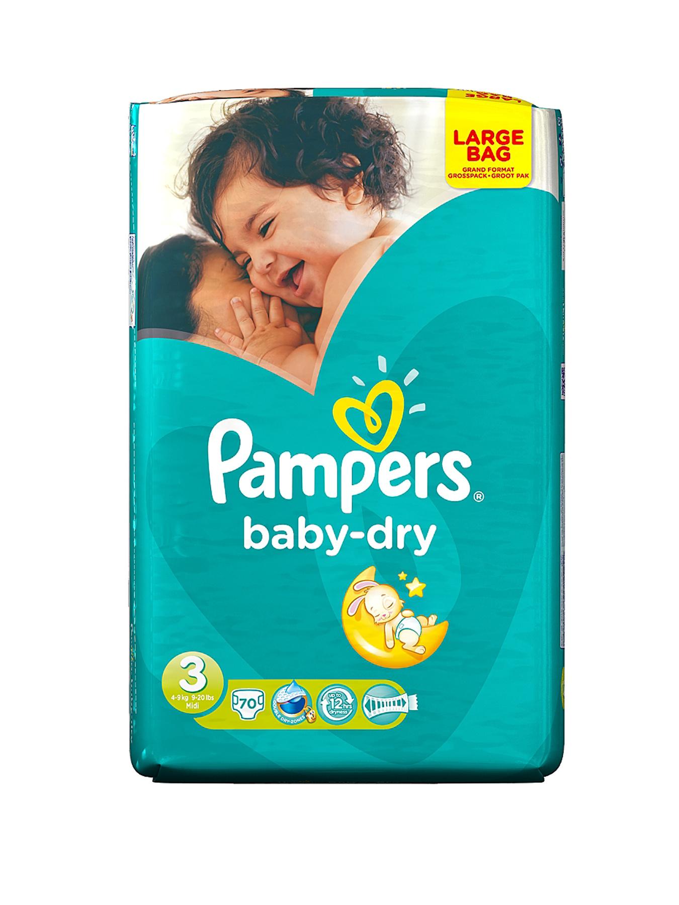 Pampers Baby Dry Large Pack Midi 70's Pampers Baby Dry Large Pack Midi 70's