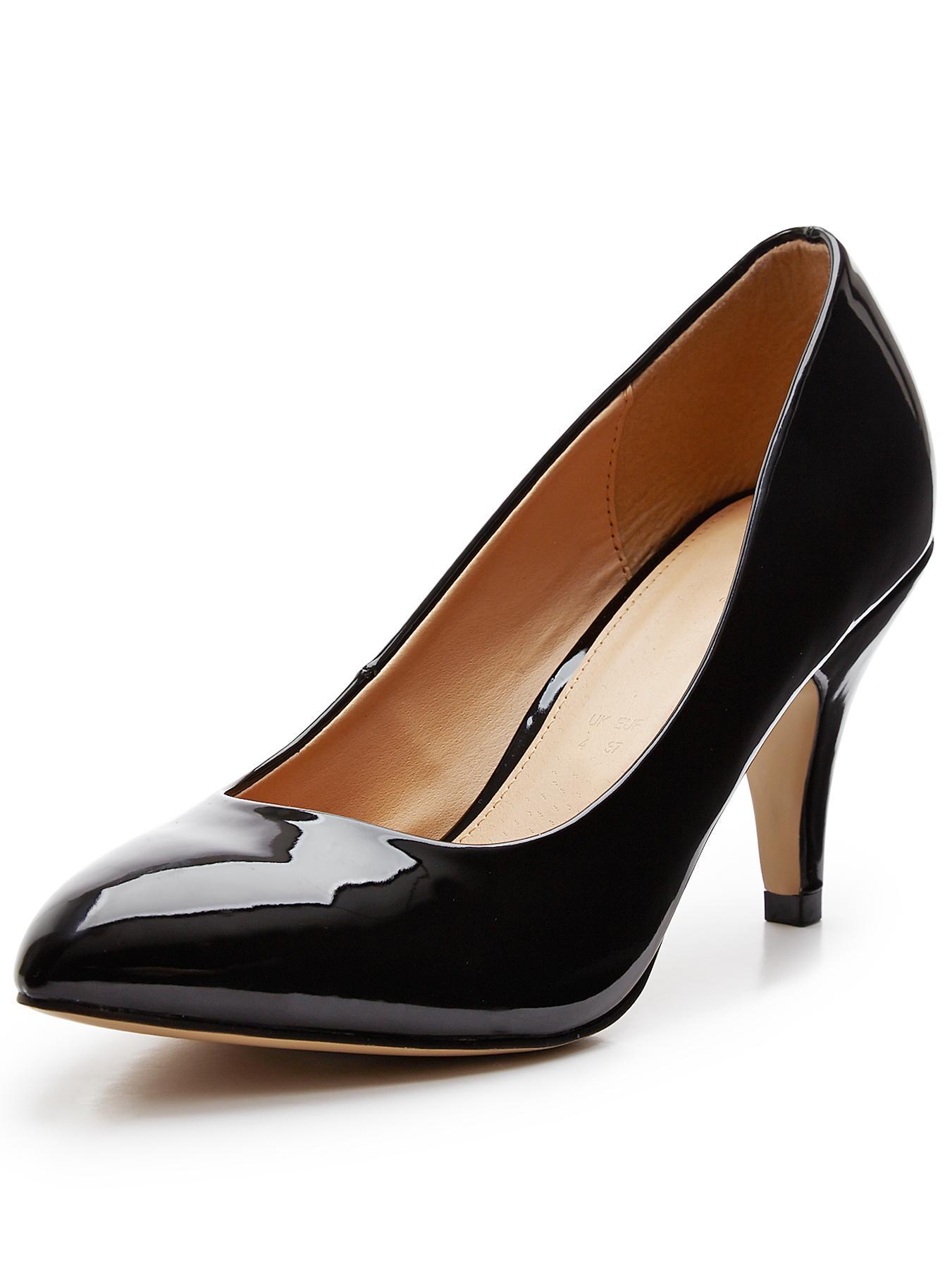 Shoe Box Lorraine Almond Toe Mid Heel Court Shoes - Black, Black Shoe Box Lorraine Almond Toe Mid Heel Court Shoes - Black, Black