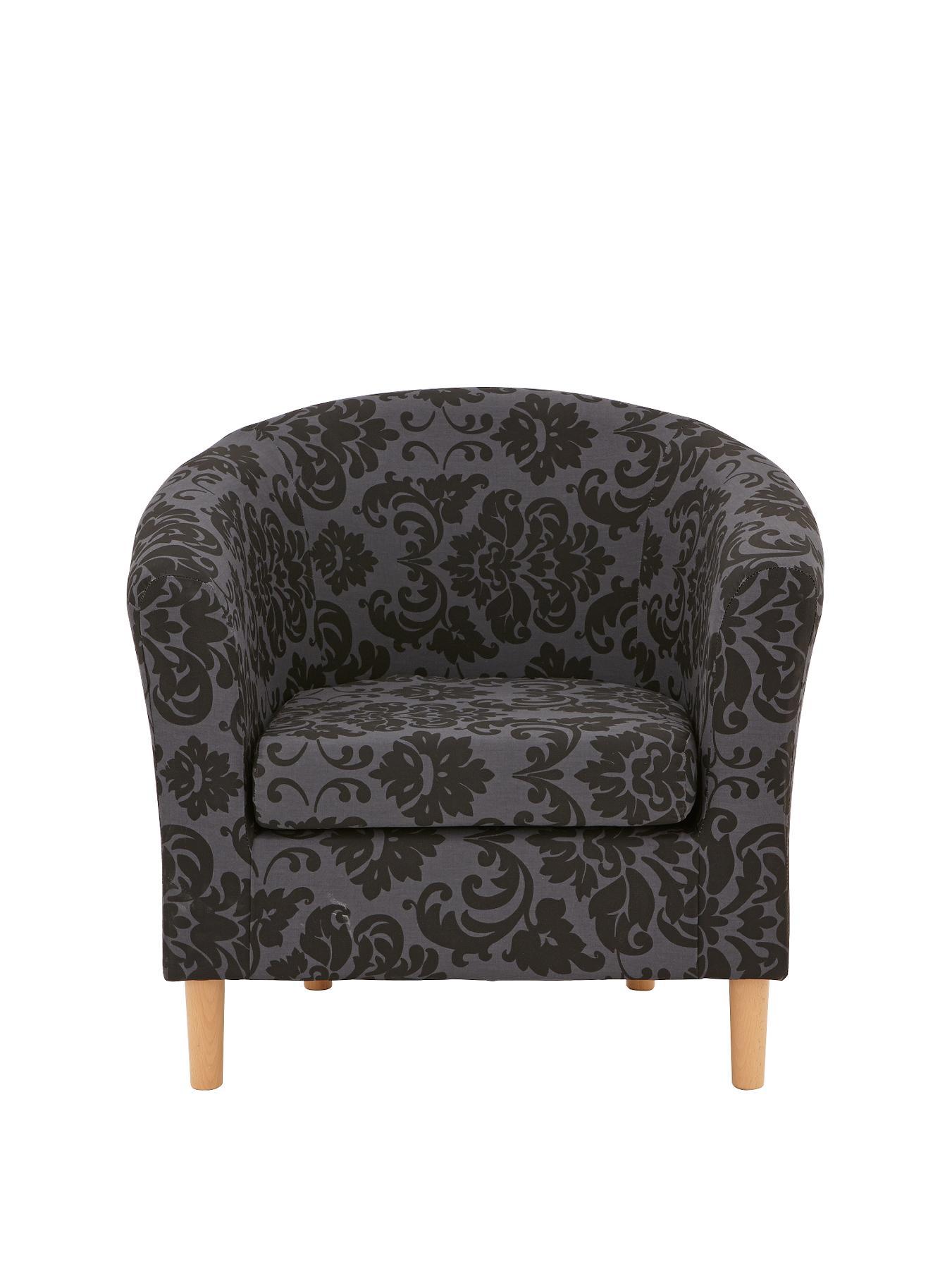 Josie Printed Fabric Tub Chair - Black, Black Josie Printed Fabric Tub Chair - Black, Black