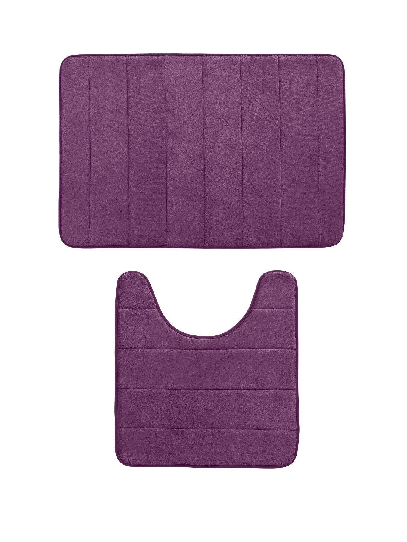 Stripe Memory Foam Bathmat and Pedestal Set (2-Piece Set), Blue,White,Red,Plum,Pink Stripe Memory Foam Bathmat and Pedestal Set (2-Piece Set), Blue,White,Red,Plum,Pink