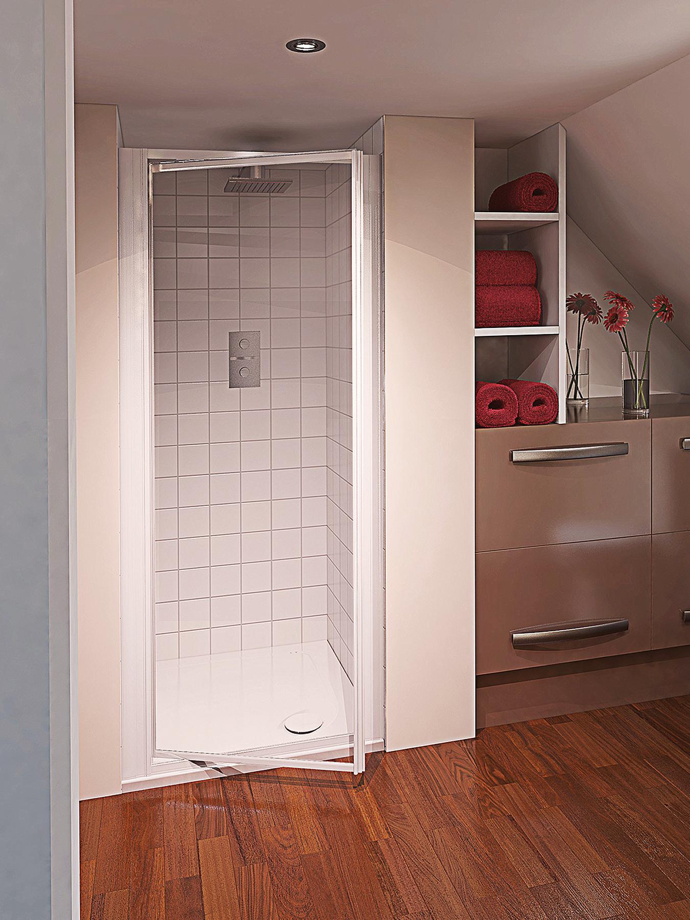 Aqualux Aqua 4 76 cm Pivot Shower Door - Clear Aqualux Aqua 4 76 cm Pivot Shower Door - Clear
