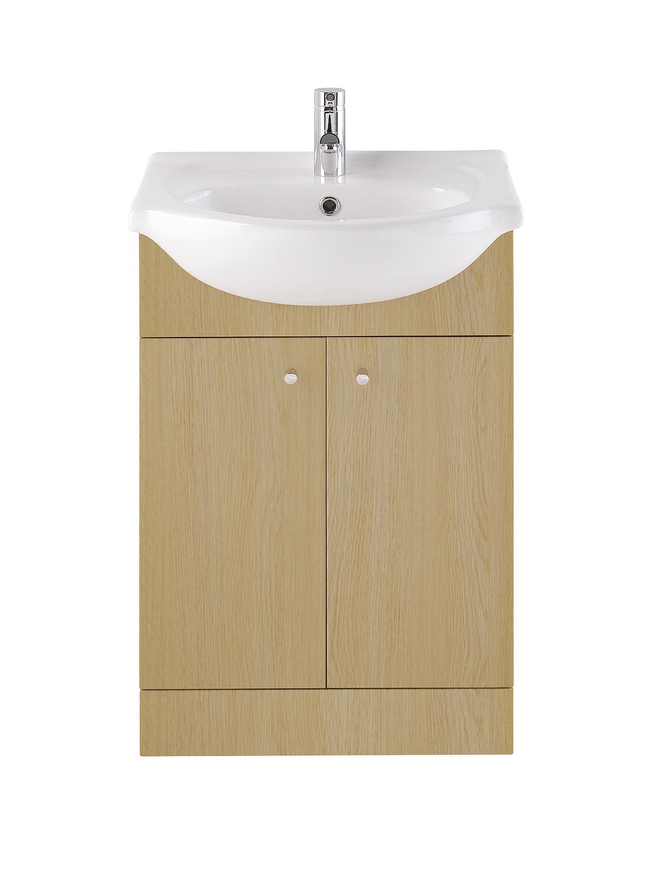 550mm Vanity Unit with One Tap Hole Basin - Oak 550mm Vanity Unit with One Tap Hole Basin - Oak