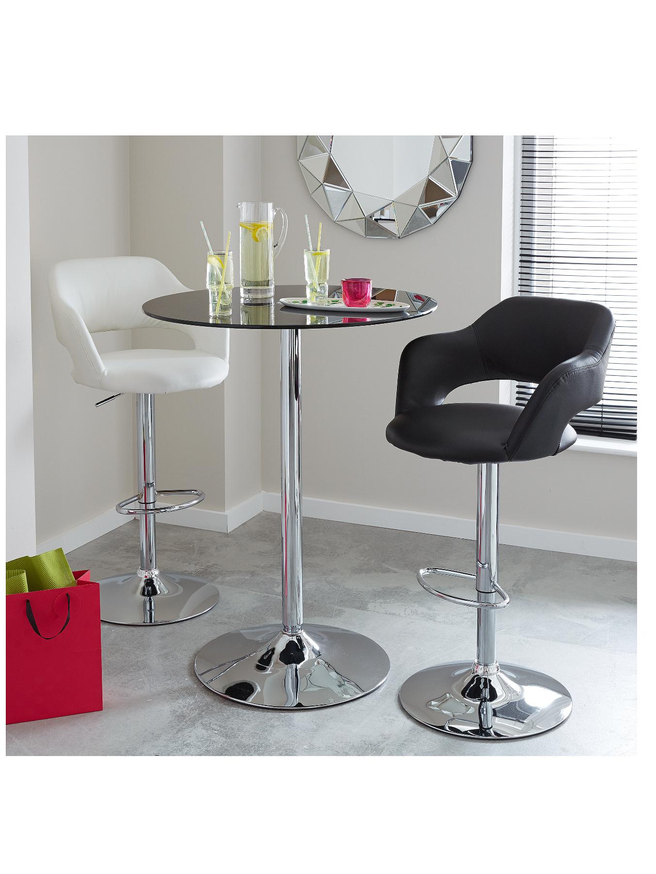 Roma Glass and Chrome Round Bar Table, Black Roma Glass and Chrome Round Bar Table, Black