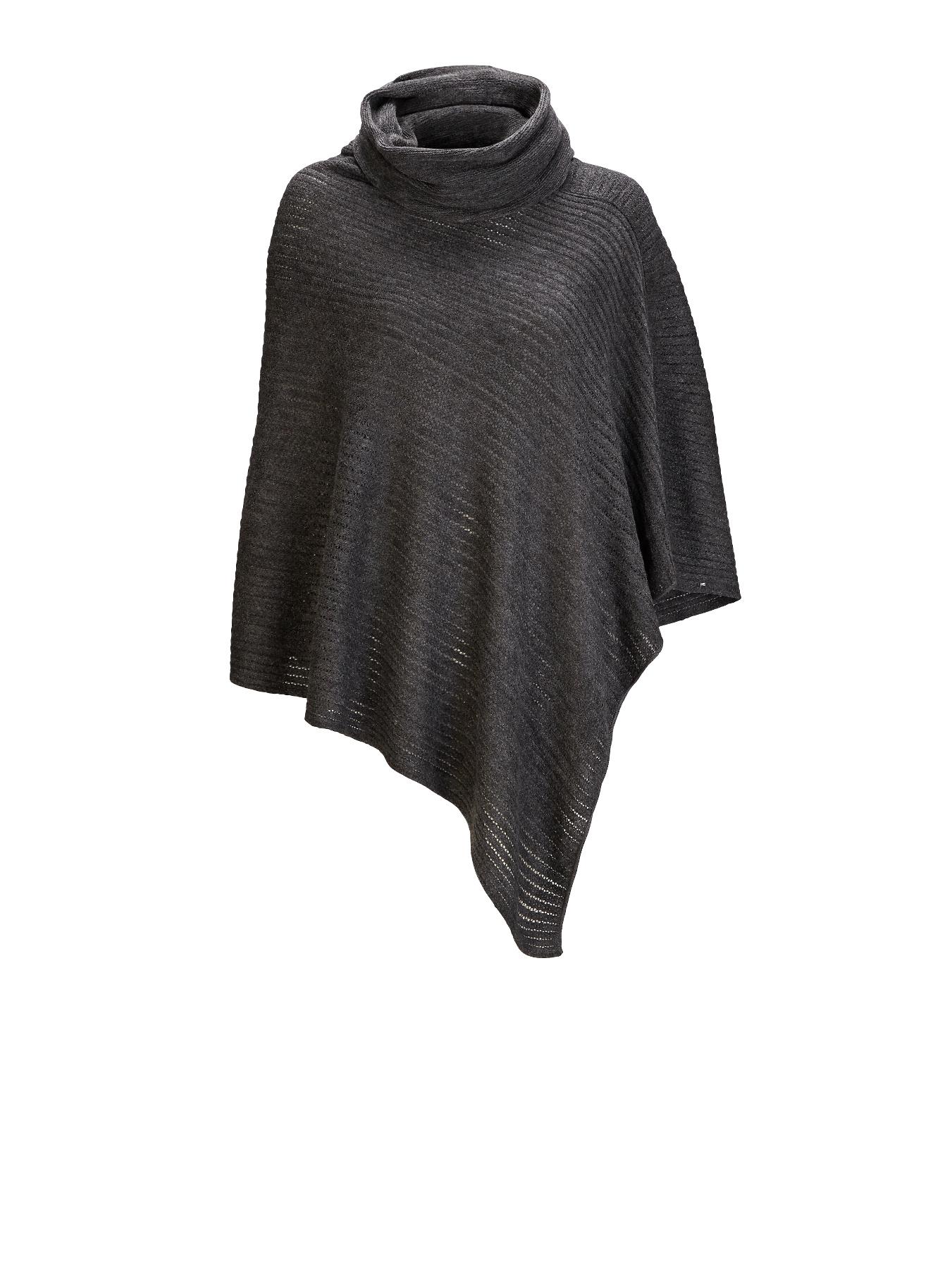 Cowl Neck Poncho Cape - Grey, Grey Cowl Neck Poncho Cape - Grey, Grey