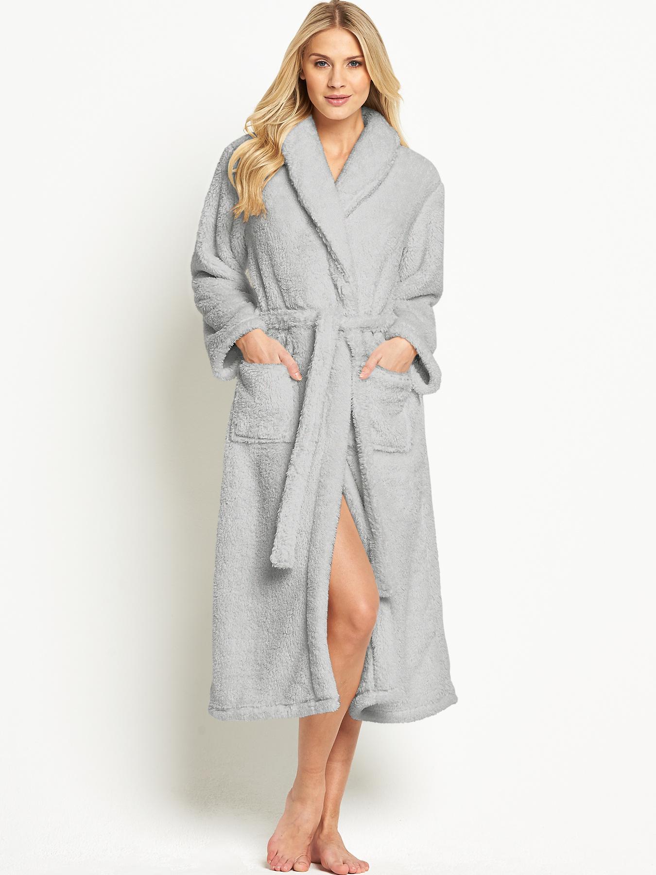Sorbet Super Soft Dressing Gown - Grey, Grey,Blue Sorbet Super Soft Dressing Gown - Grey, Grey,Blue