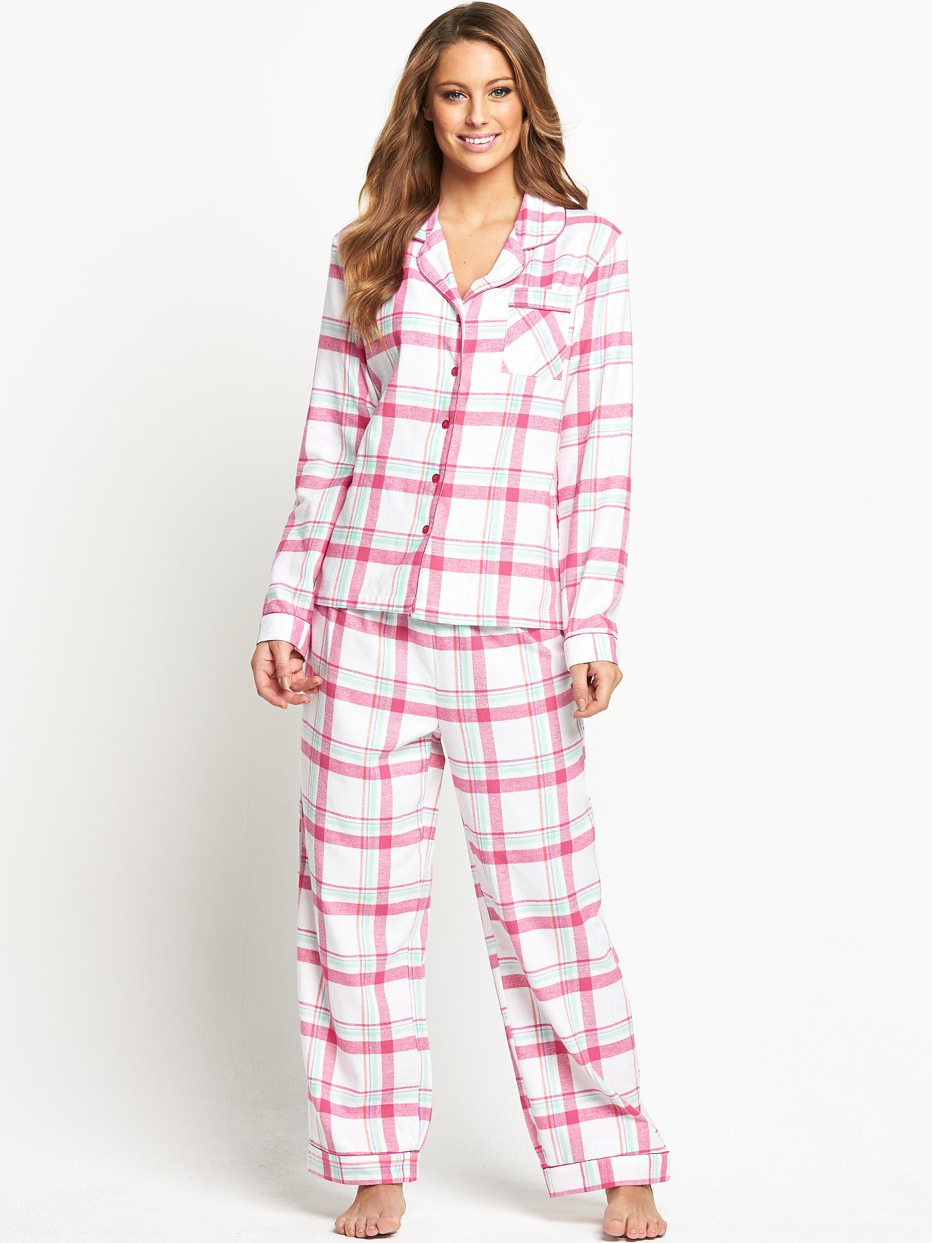 Sorbet Spring Check Flannel Pyjamas - White, White Sorbet Spring Check Flannel Pyjamas - White, White