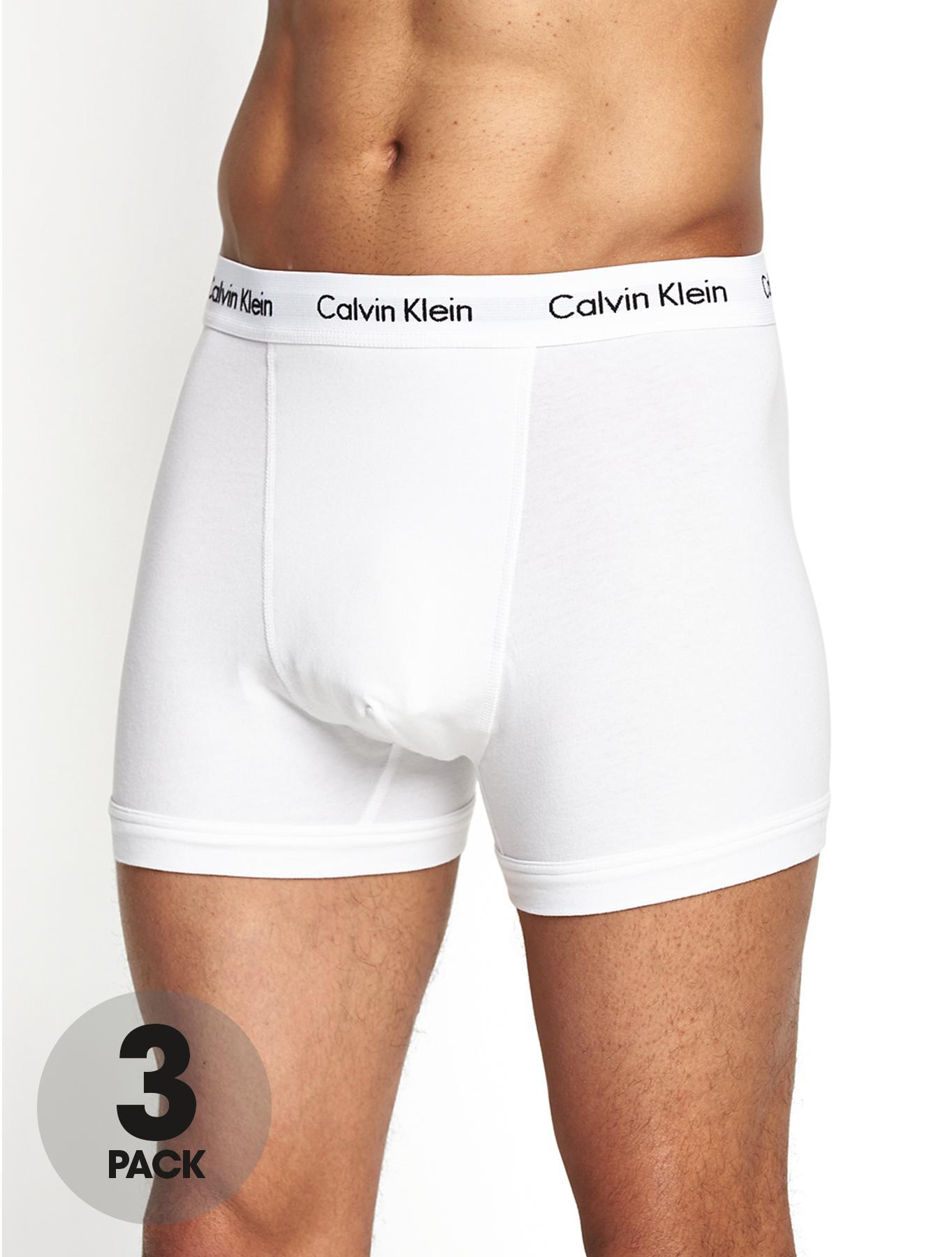 Calvin Klein Mens Core Trunks (3 Pack) - White - White, White Calvin Klein Mens Core Trunks (3 Pack) - White - White, White