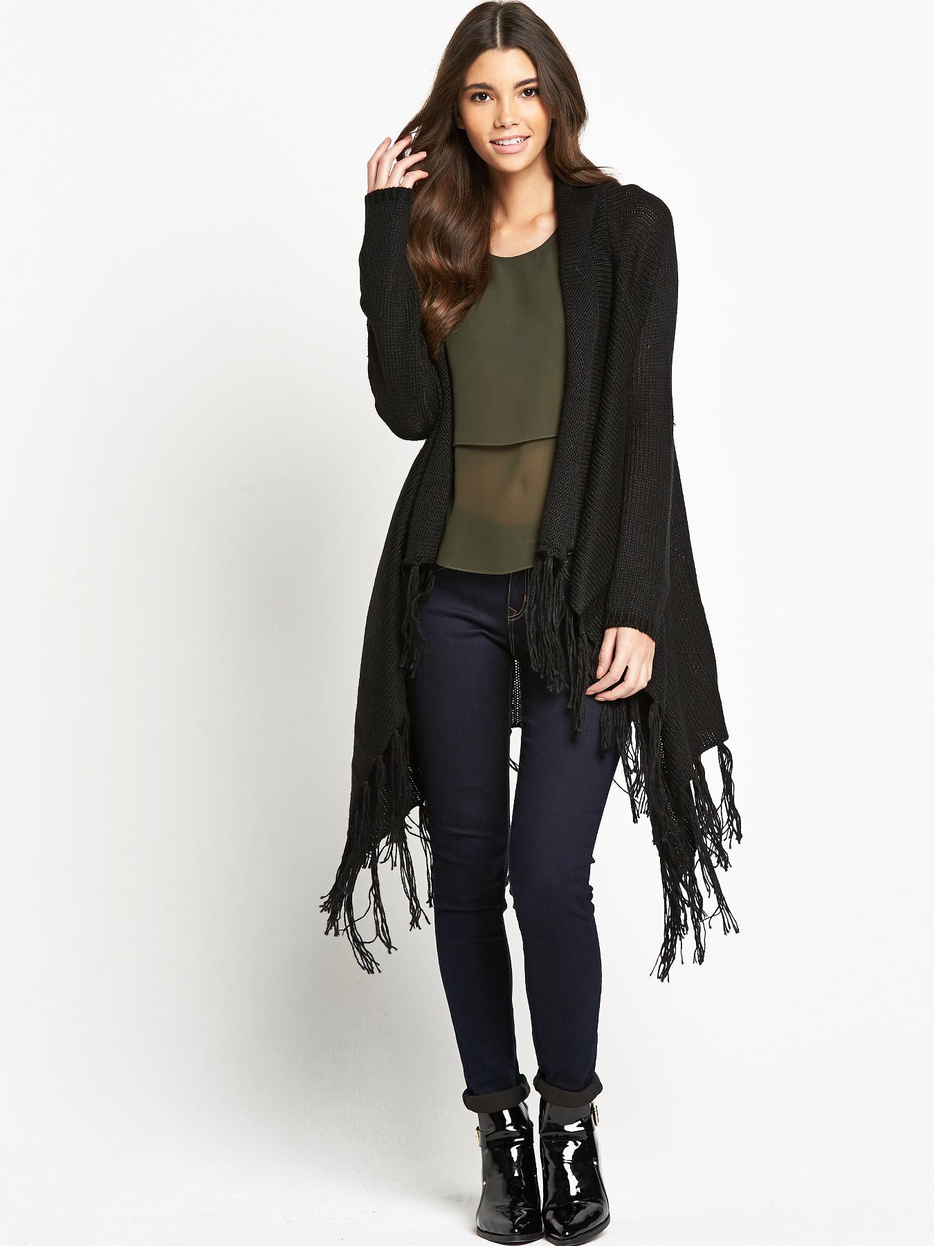 Glamorous Fringed Cardigan - Black, Black Glamorous Fringed Cardigan - Black, Black