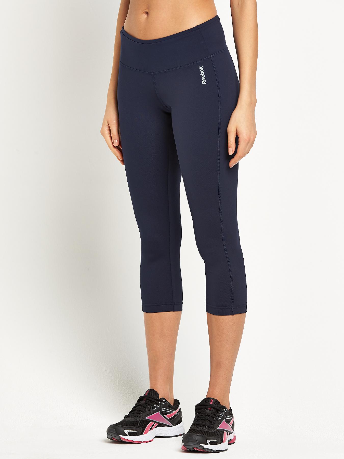 Reebok Essentials Three-Quarter Capris - Navy, Navy Reebok Essentials Three-Quarter Capris - Navy, Navy