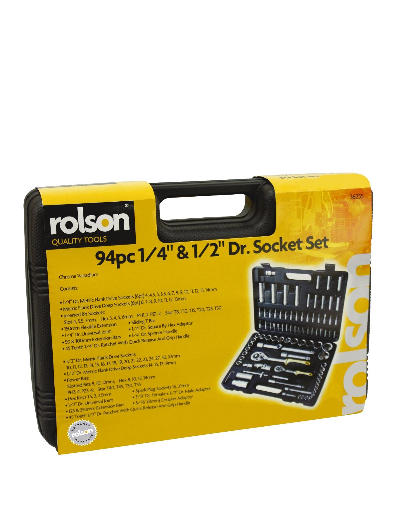 Rolson Drive Socket Set 1/4 inch and 1/2 inch (94-piece) Rolson Drive Socket Set 1/4 inch and 1/2 inch (94-piece)