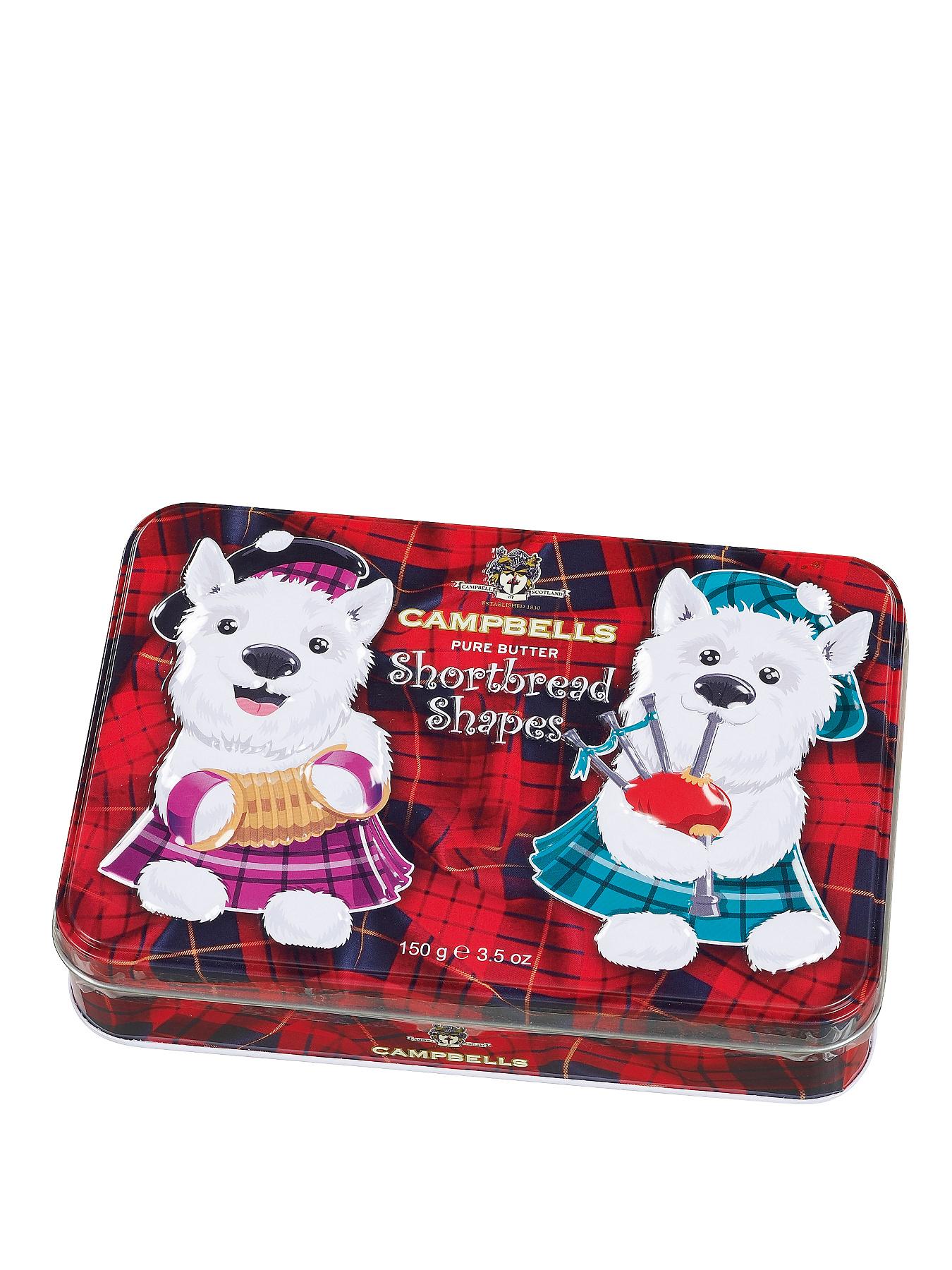 Assorted Shortbread Shapes in Westie Tin Assorted Shortbread Shapes in Westie Tin