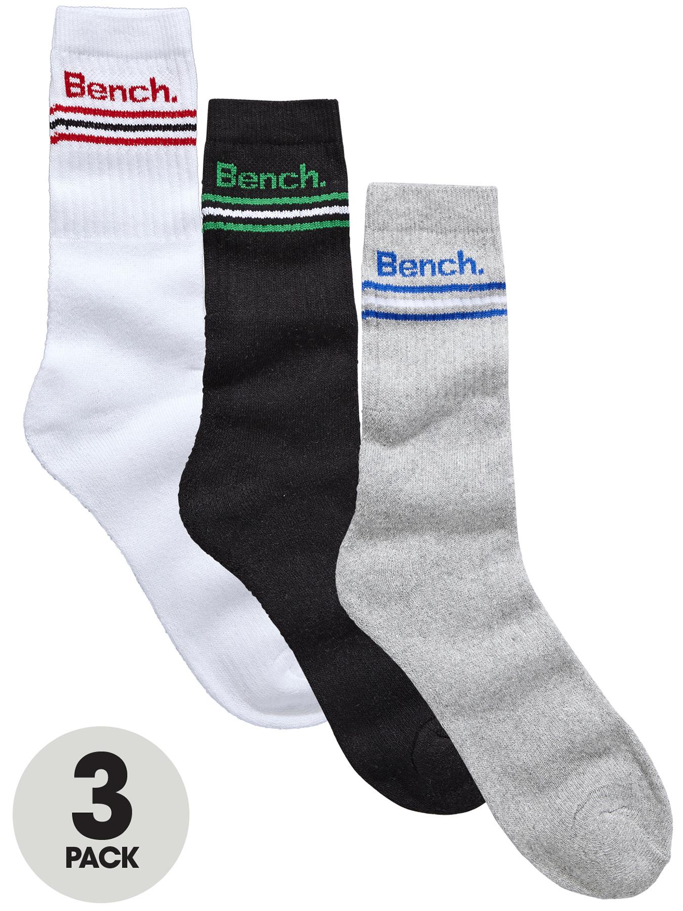 Bench Mens Sports Socks (3 Pack) - Grey, Grey Bench Mens Sports Socks (3 Pack) - Grey, Grey