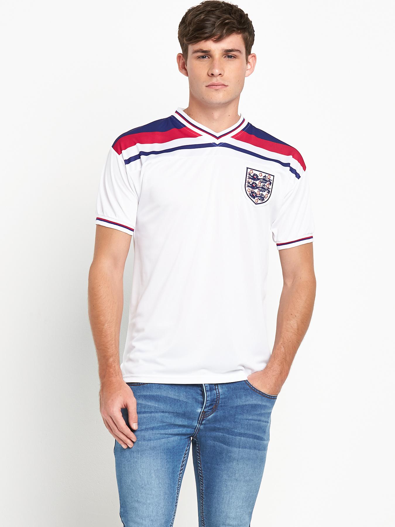 England Mens 1982 World Cup Finals Shirt - White, White England Mens 1982 World Cup Finals Shirt - White, White