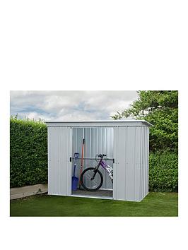 Product photograph of Yardmaster 7 8 X 3 9ft Double Door Metal Pent Roof Shed With Floor Frame from very.co.uk