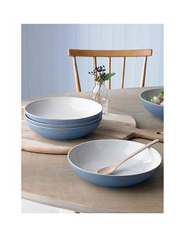 Product photograph of Denby Elements 4-piece Pasta Bowl Set - Blue from very.co.uk
