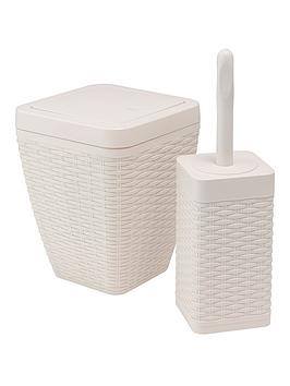 Product photograph of Addis Faux Rattan Toilet Brush And Bin Set from very.co.uk
