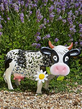 Product photograph of Smart Solar Solar Silhouette Daisy Cow Garden Ornament from very.co.uk