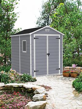 Product photograph of Keter 6x8 Ft Apex Manor Resin Garden Shed from very.co.uk