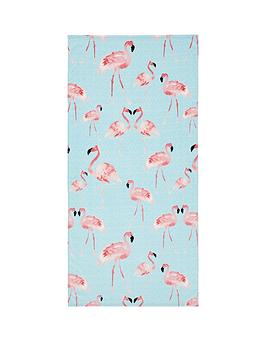 Product photograph of Catherine Lansfield Flamingo Beach Towel from very.co.uk
