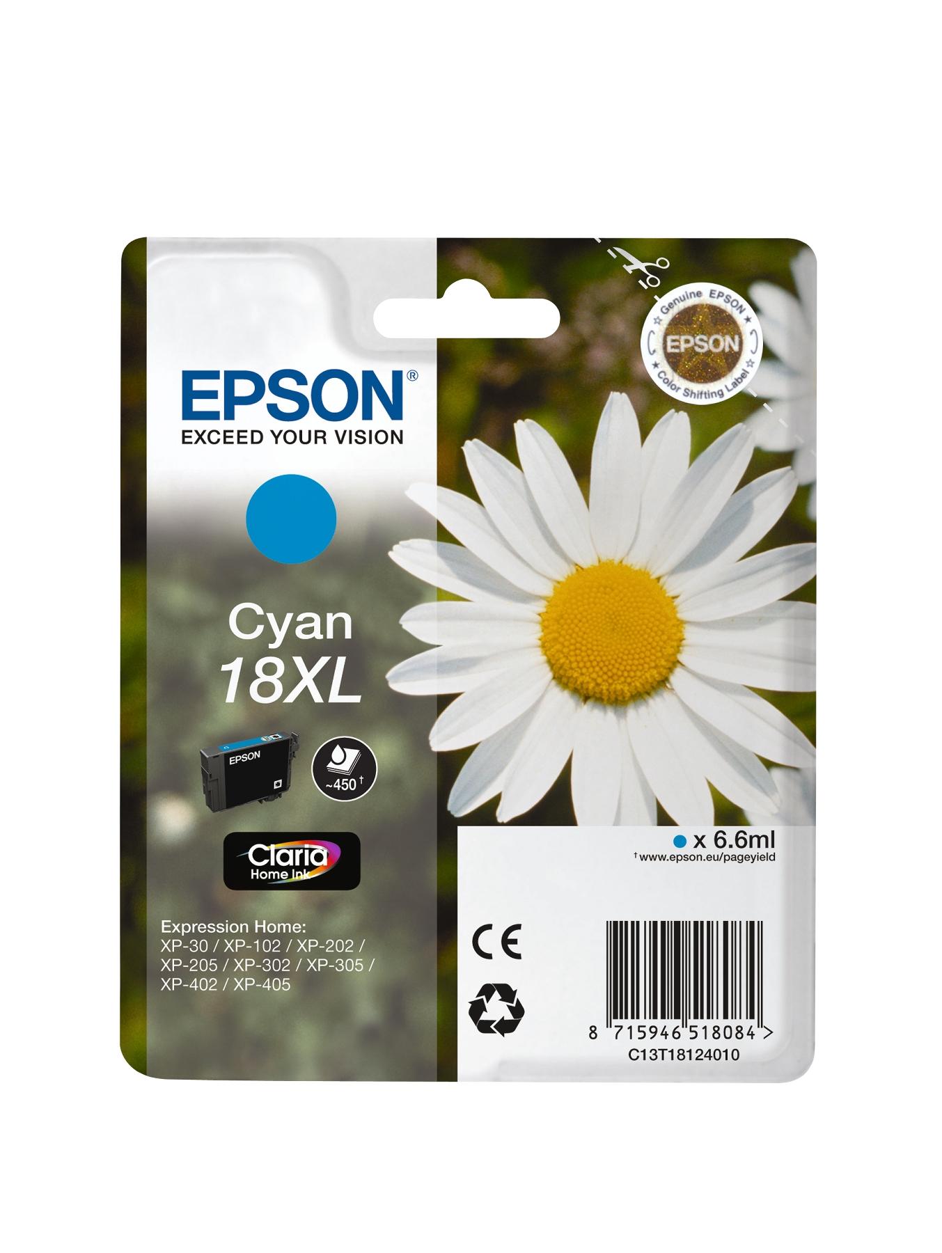 Epson Singlepack Cyan 18XL Claria Home Ink Epson Singlepack Cyan 18XL Claria Home Ink