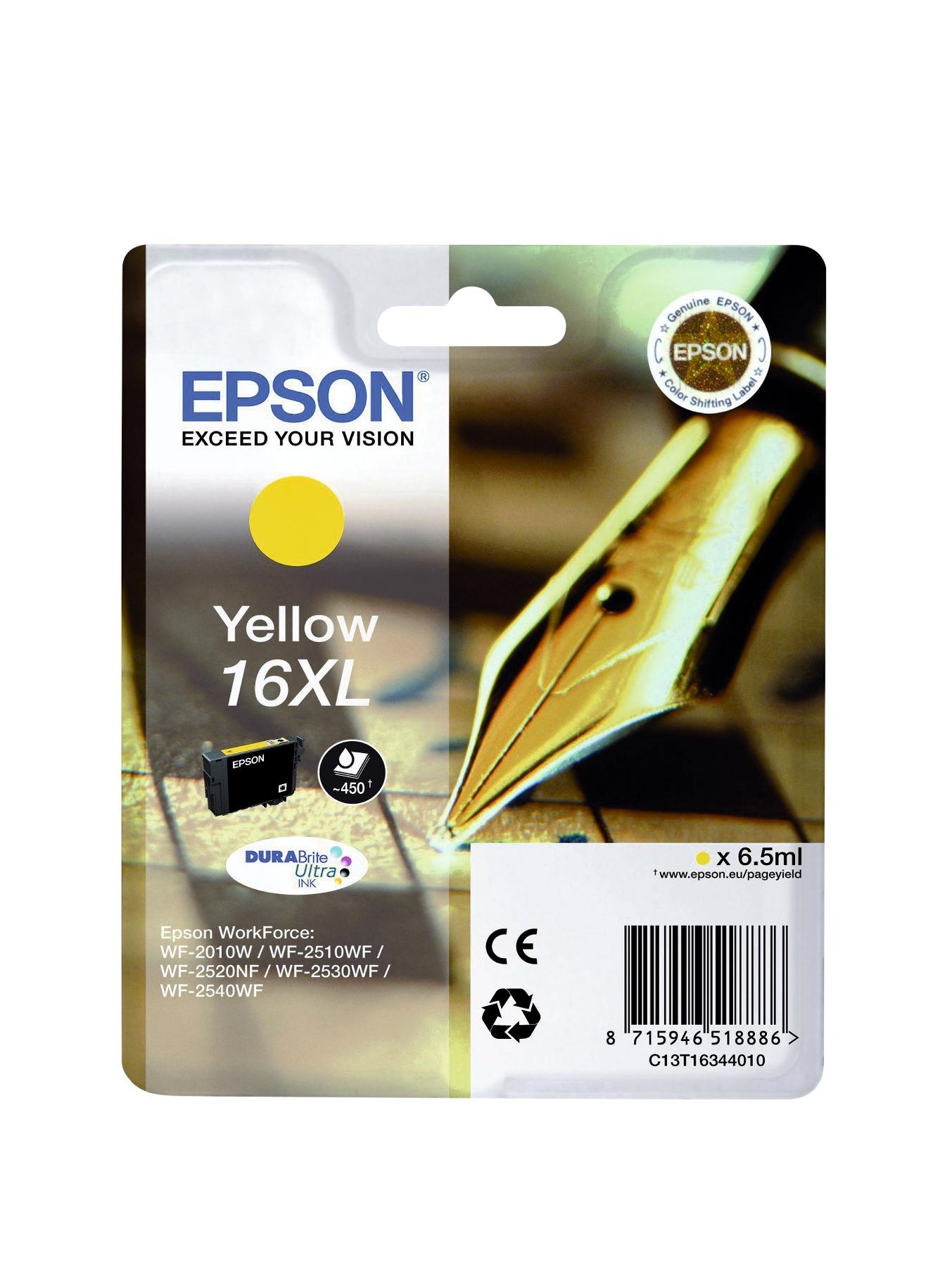 Epson Singlepack Yellow 16XL DURABrite Ultra Ink Epson Singlepack Yellow 16XL DURABrite Ultra Ink
