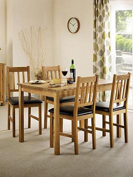 Product photograph of Julian Bowen Coxmoor 118 Cm Solid Oak Dining Table 4 Chairs from very.co.uk