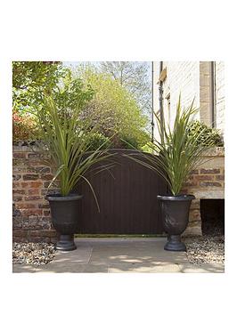 Product photograph of Pair Brushed Champagne Urn Planters 57cm 23 Tall from very.co.uk