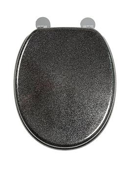 Product photograph of Croydex Black Flexi-fix Toilet Seat from very.co.uk
