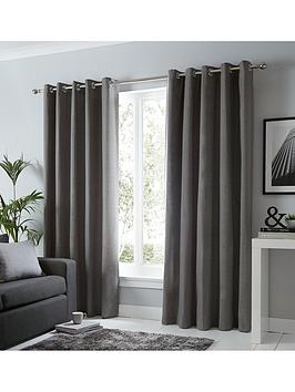 Product photograph of Fusion Sorbonne Lined Eyelet Curtains from very.co.uk