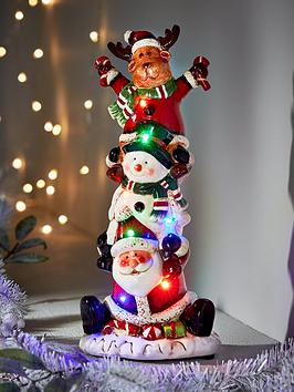 Product photograph of Festive Jolly Santa And Friends Light Up Ornament from very.co.uk