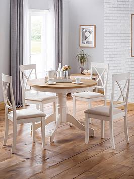 Product photograph of Julian Bowen Davenport 106 Cm Round Dining Table 4 Chairs from very.co.uk