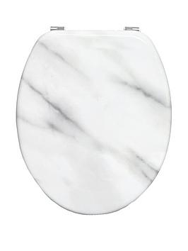Product photograph of Aqualona Marble Effect Hardwearing Wooden Toilet Seat from very.co.uk