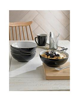 Product photograph of Denby Elements Set Of 4 Cereal Bowls Ndash Black from very.co.uk