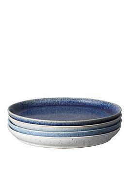 Product photograph of Denby Studio Blue 4-piece Coupe Dinner Plate Set from very.co.uk