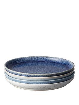 Product photograph of Denby Studio Blue 4-piece Coupe Medium Plate Set from very.co.uk