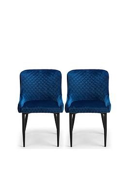 Product photograph of Julian Bowen Pair Of Luxe Velvet Dining Chairs - Blue from very.co.uk