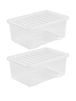 Product photograph of Wham Set Of 2 Clear Plastic Crystal Storage Boxes Ndash 45 Litres Each from very.co.uk