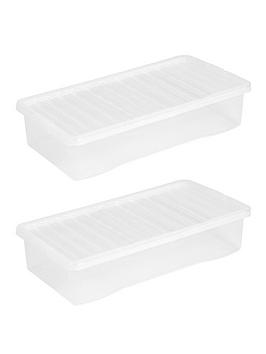 Product photograph of Wham Set Of 2 Clear Plastic Crystal Underbed Storage Boxes Ndash 42 Litres Each from very.co.uk