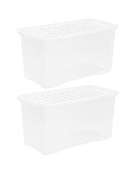 Product photograph of Wham Set Of 2 Clear Crystal Plastic Storage Boxes from very.co.uk