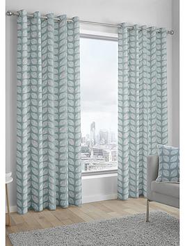 Product photograph of Fusion Delft Lined Eyelet Curtains from very.co.uk