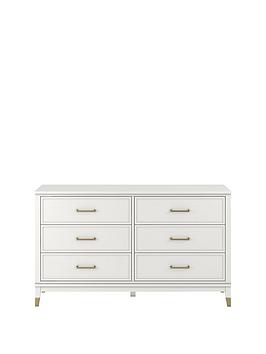 Product photograph of Cosmoliving By Cosmopolitan Westerleigh 6 Drawer Dressing Table - White from very.co.uk
