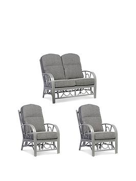Product photograph of Desser Grey Bali Conservatory Suite Sofa Amp Two Chairs from very.co.uk