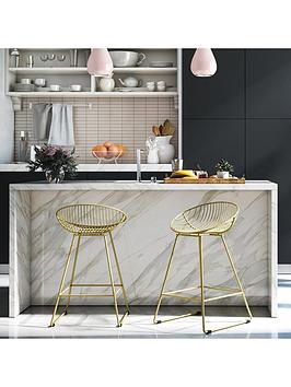 Product photograph of Cosmoliving By Cosmopolitan Ellis Wire Bar Stool- Gold from very.co.uk