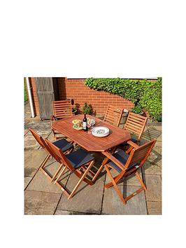 Product photograph of Rowlinson Plumley 6 Seater Dining Set - Grey from very.co.uk
