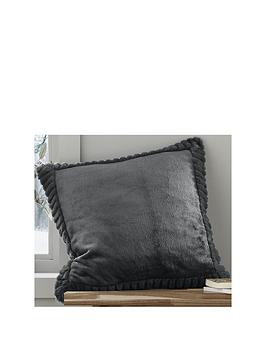 Product photograph of Catherine Lansfield Velvet Amp Faux Fur Cushion from very.co.uk