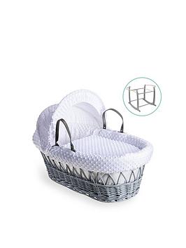 Product photograph of Clair De Lune Dimple Grey Wicker Basket With Grey Deluxe Stand - White from very.co.uk